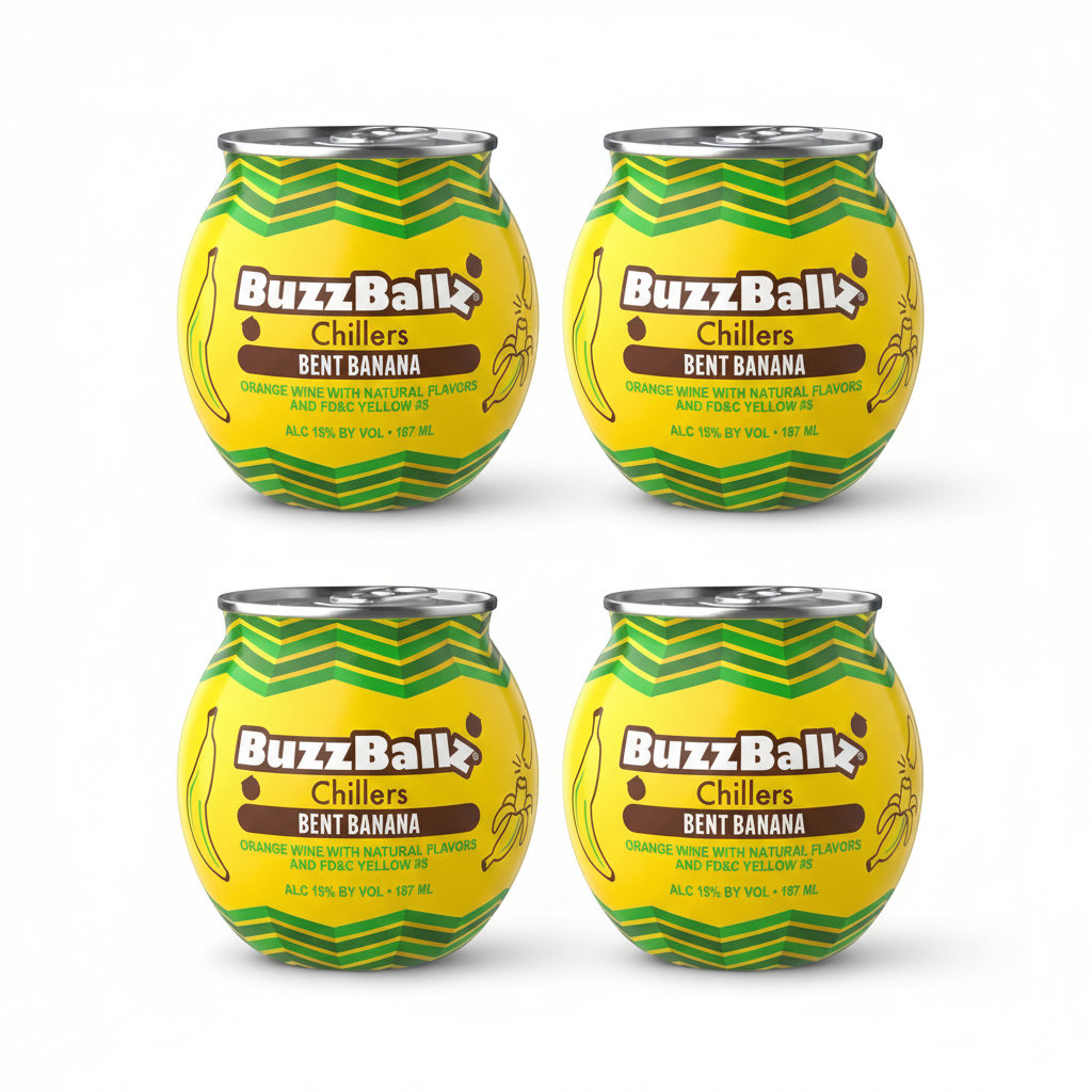 BuzzBallz Bent Banana Pre-Mixed Cocktails 4 Pack