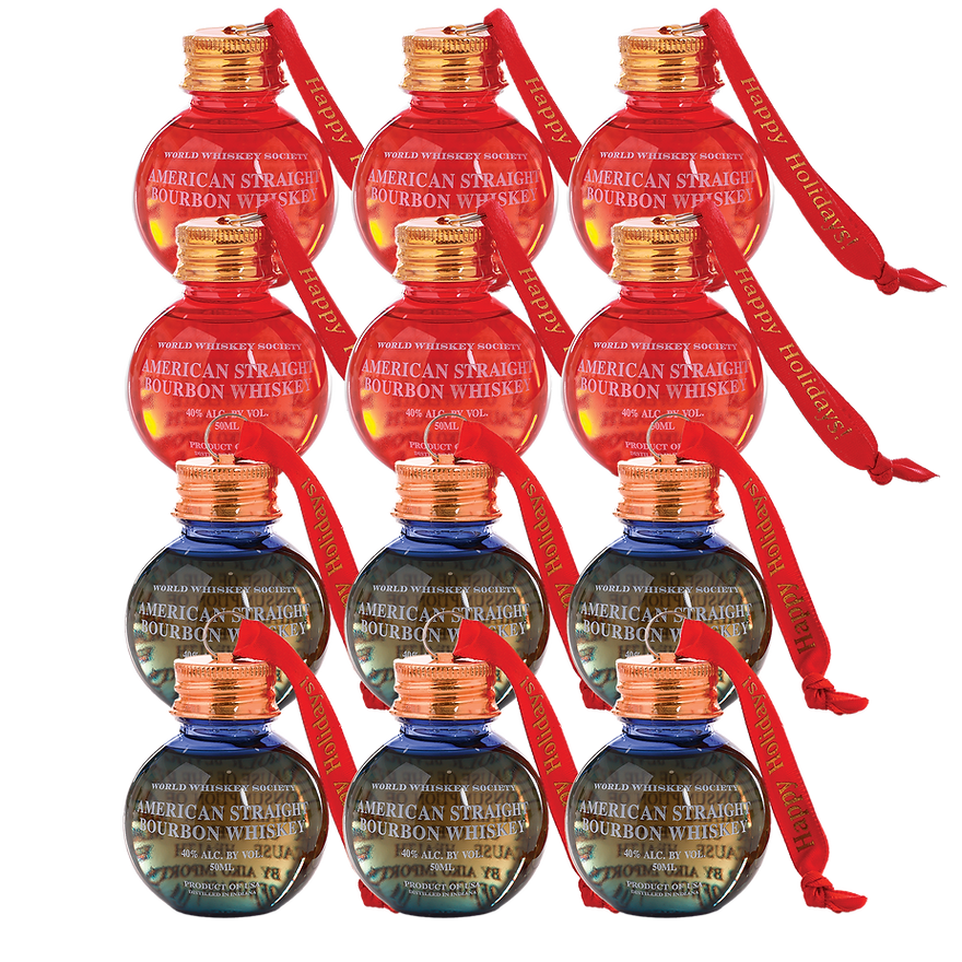 World Whiskey Society Best Holiday Wishes Bourbon Ball Ornament Gift Set