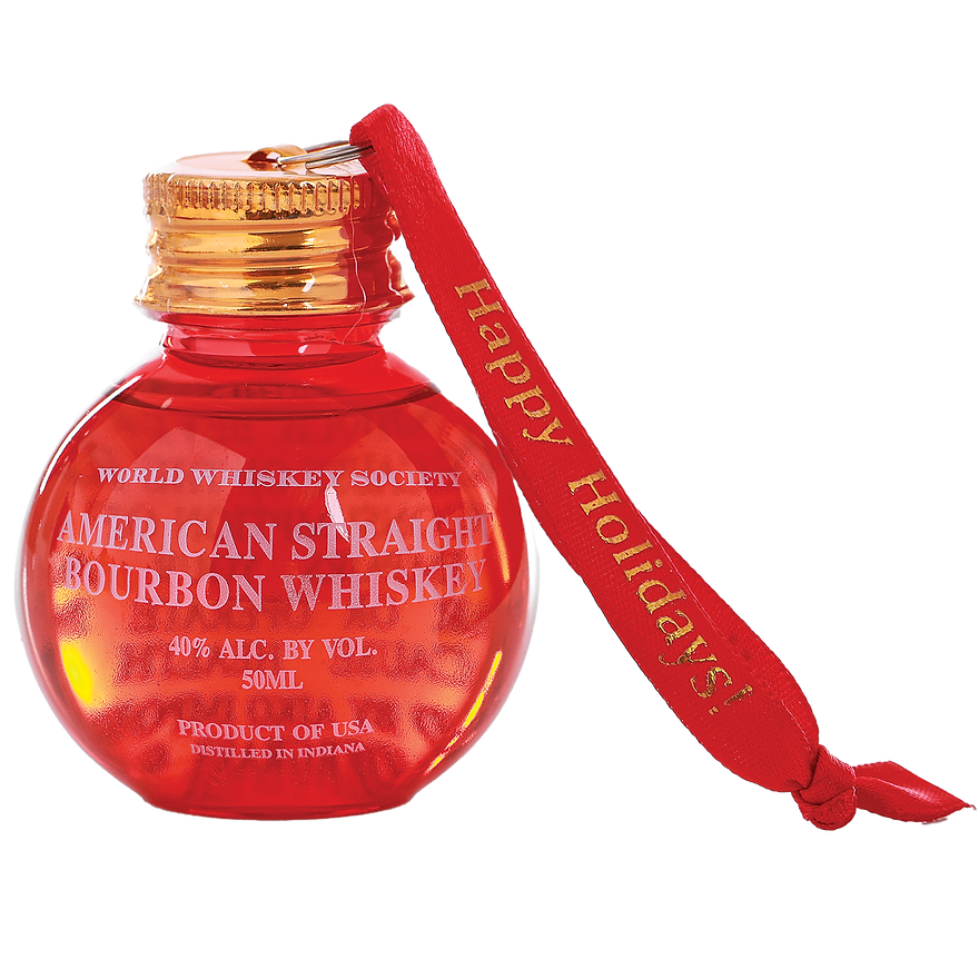 World Whiskey Society Best Holiday Wishes Bourbon Ball Ornament Gift Set