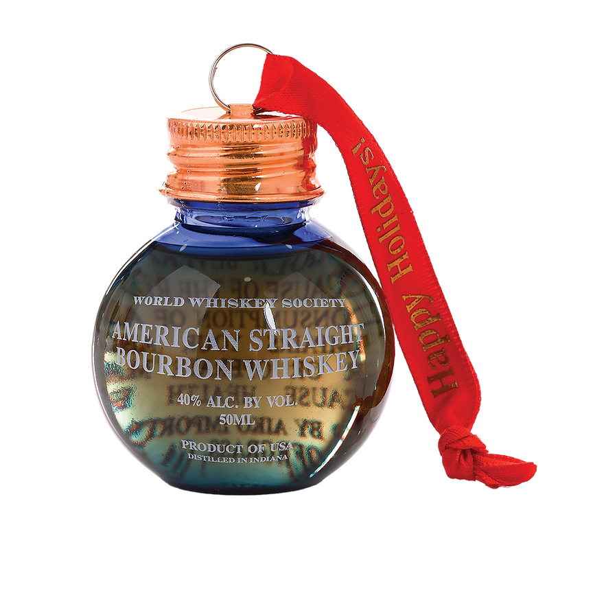 World Whiskey Society Best Holiday Wishes Bourbon Ball Ornament Gift Set