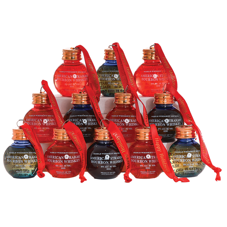 World Whiskey Society Best Holiday Wishes Bourbon Ball Ornament Gift Set
