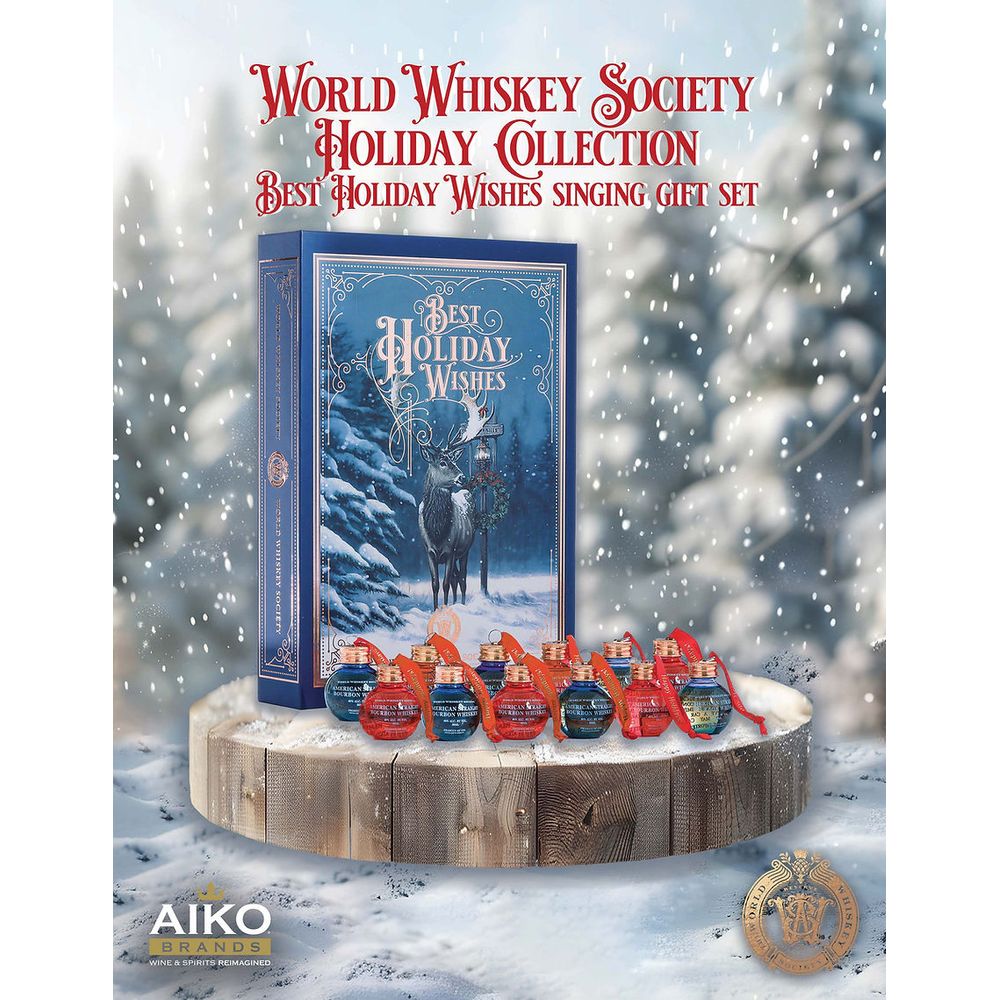 World Whiskey Society Best Holiday Wishes Bourbon Ball Ornament Gift Set
