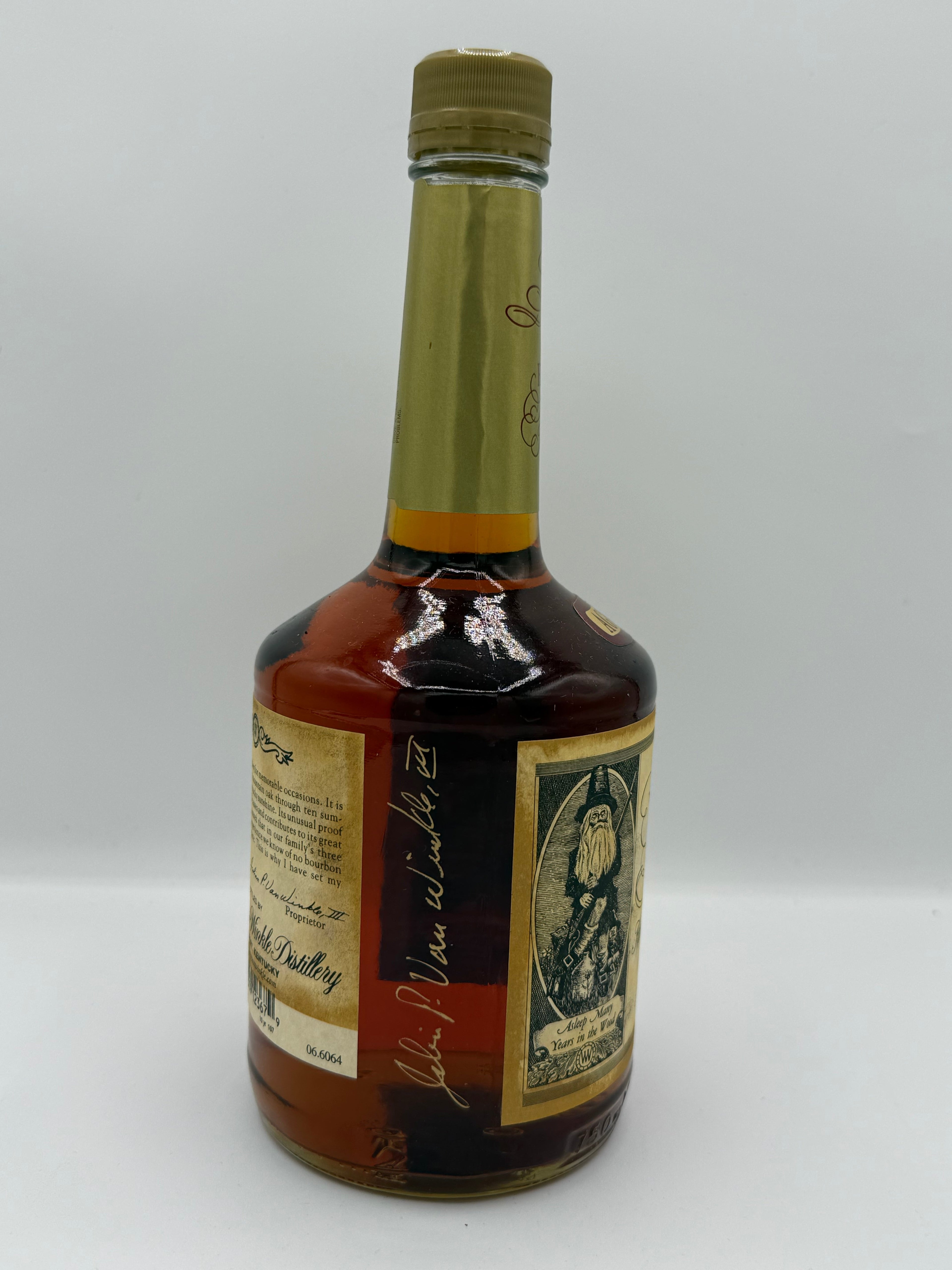 Old Rip Van Winkle 2009 107 Proof Bourbon Gold Neck Label (Stitzel-Weller) Signed