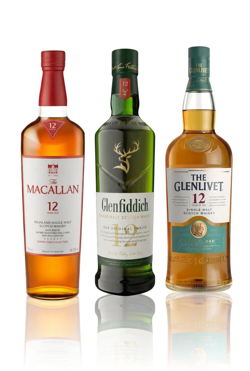 Scotch Entry Flight | Macallan 12, Glenlivet 12 & Glenfiddich 12 Bundle