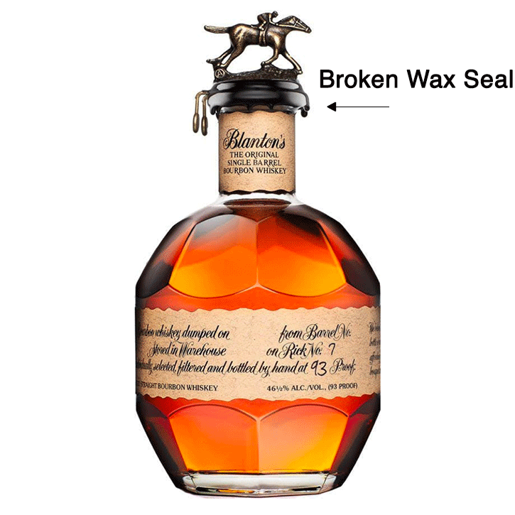 Blanton's Original Single Barrel Bourbon 375ml Blooper Bottle - Broken Wax Seal (SEE DESCRIPTION)