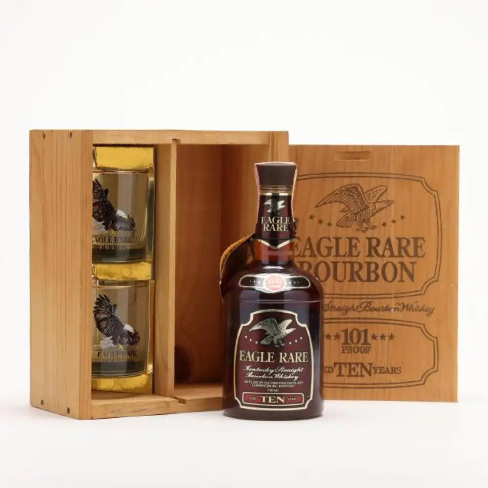 Eagle Rare 101 Proof 10 Year Lawrenceburg Gift Set with 2 Glasses (1984 Release)